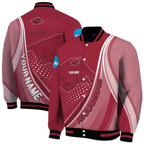 personalized arkansas razorbacks wave patterns red jacket fashion forward