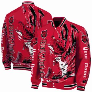 personalized arkansas state red wolves fishing passion scarlet white jacket fashion forward