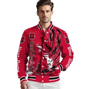personalized arkansas state red wolves fishing passion scarlet white jacket high quality