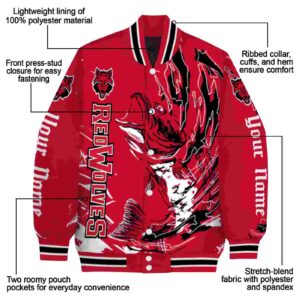 personalized arkansas state red wolves fishing passion scarlet white jacket new arrival