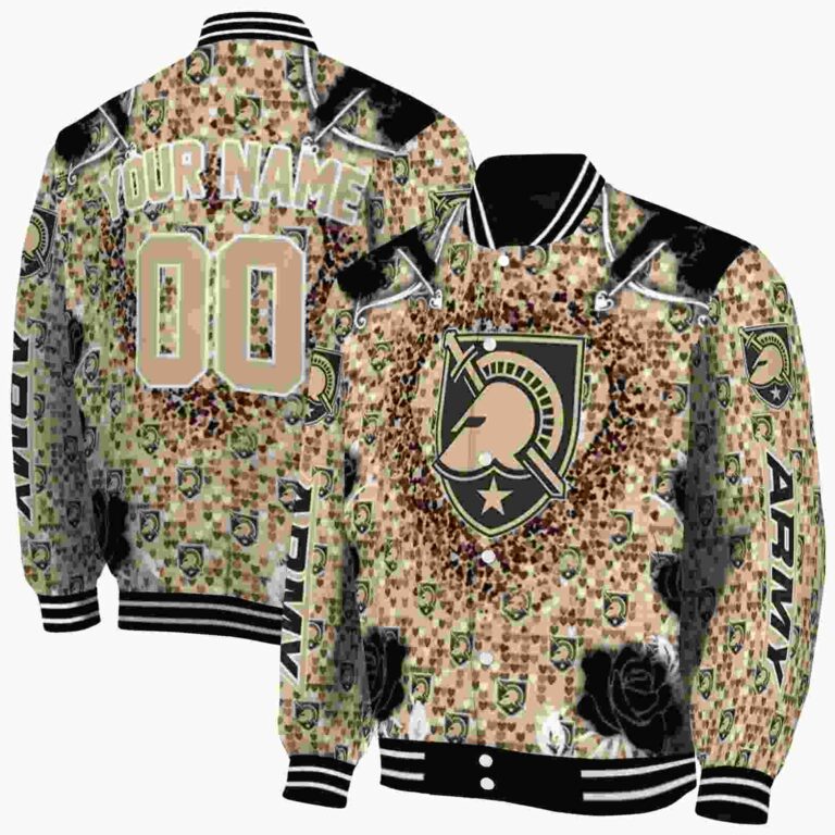 personalized army black knights heart explosion gold jacket fashion forward