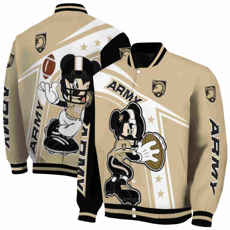 personalized army black knights mickey football gold white jacket fashion forward