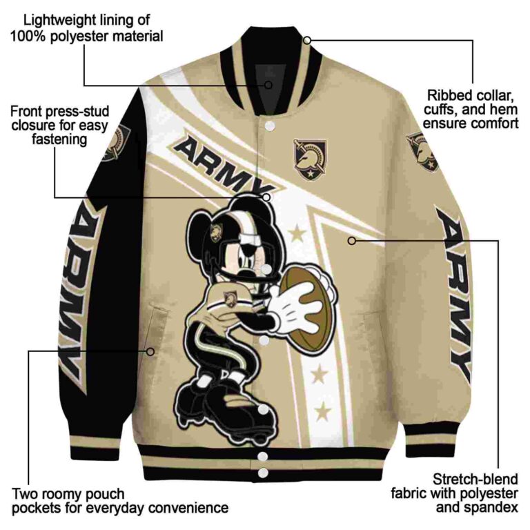 personalized army black knights mickey football gold white jacket new arrival