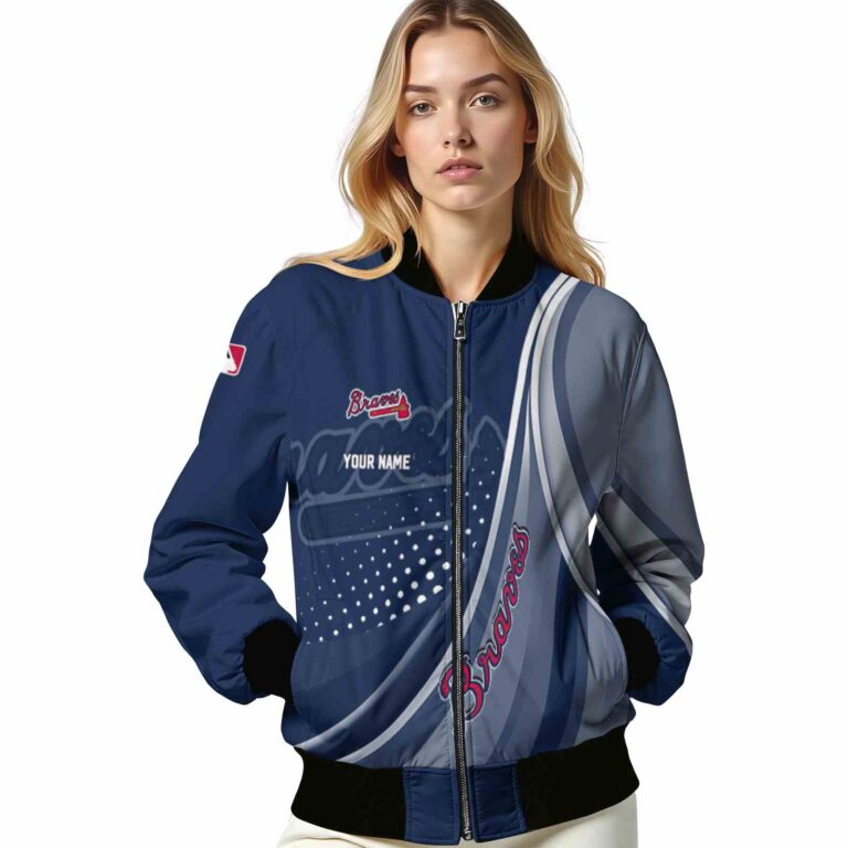 personalized atlanta braves wave patterns navy jacket latest model