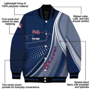 personalized atlanta braves wave patterns navy jacket new arrival