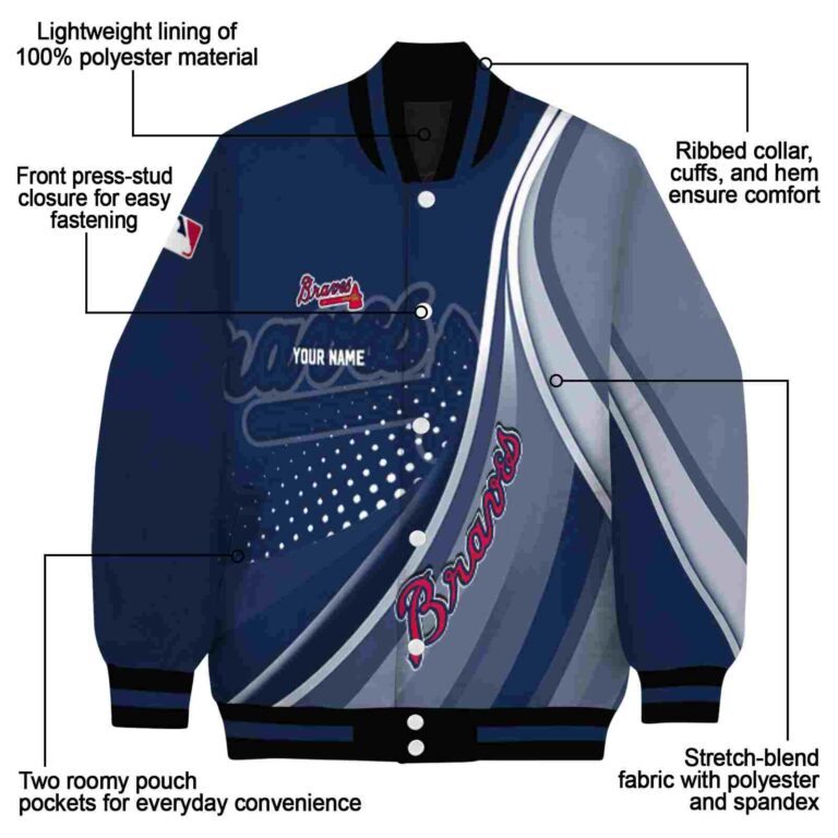 personalized atlanta braves wave patterns navy jacket new arrival