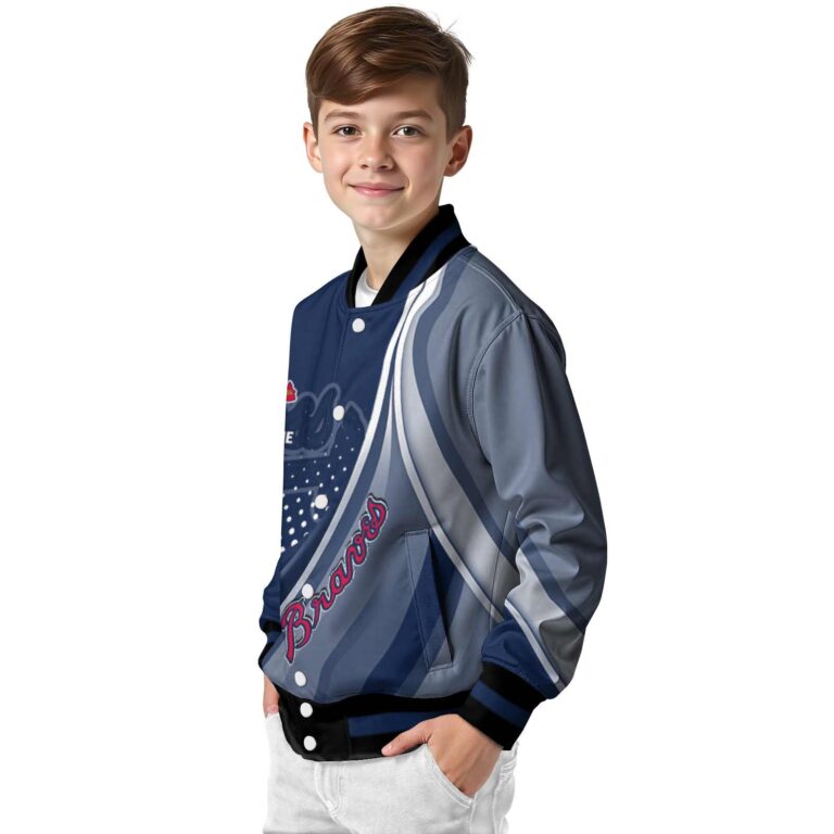personalized atlanta braves wave patterns navy jacket trendy