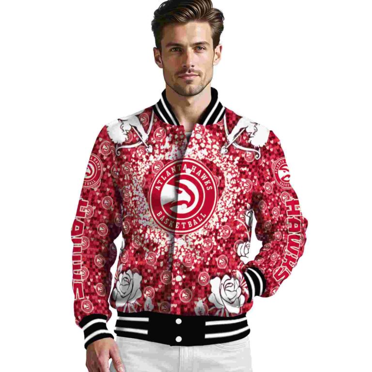 personalized atlanta hawks heart explosion red jacket high quality