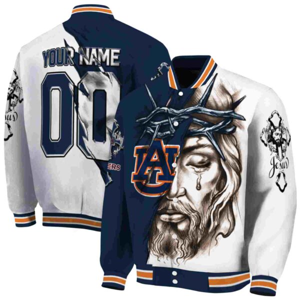 personalized auburn tigers jesus tears navy blue white jacket fashion forward