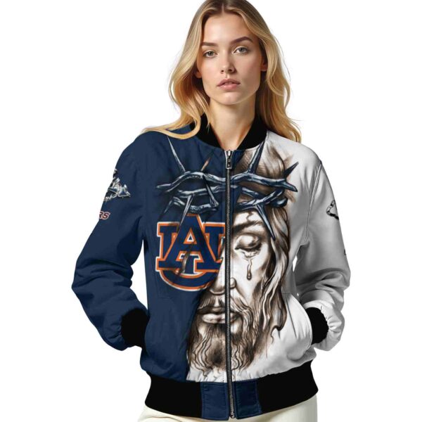 personalized auburn tigers jesus tears navy blue white jacket latest model