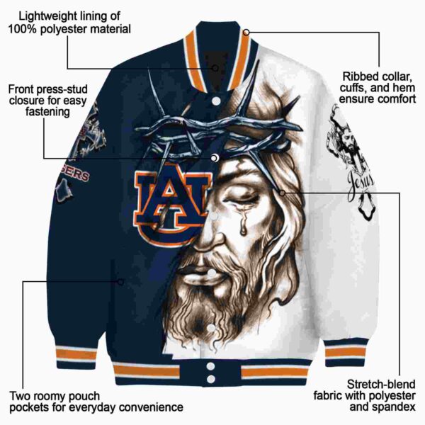 personalized auburn tigers jesus tears navy blue white jacket new arrival