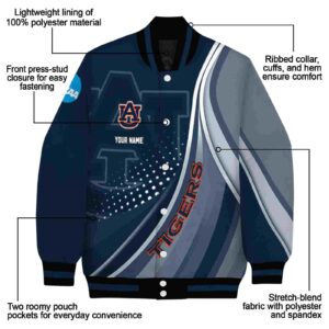 personalized auburn tigers wave patterns navy blue jacket new arrival