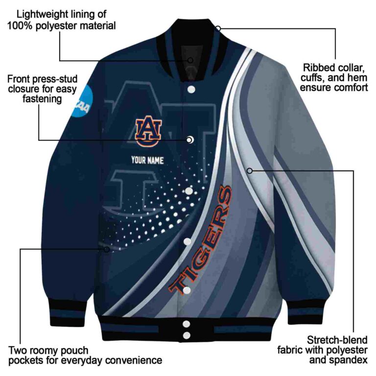 personalized auburn tigers wave patterns navy blue jacket new arrival