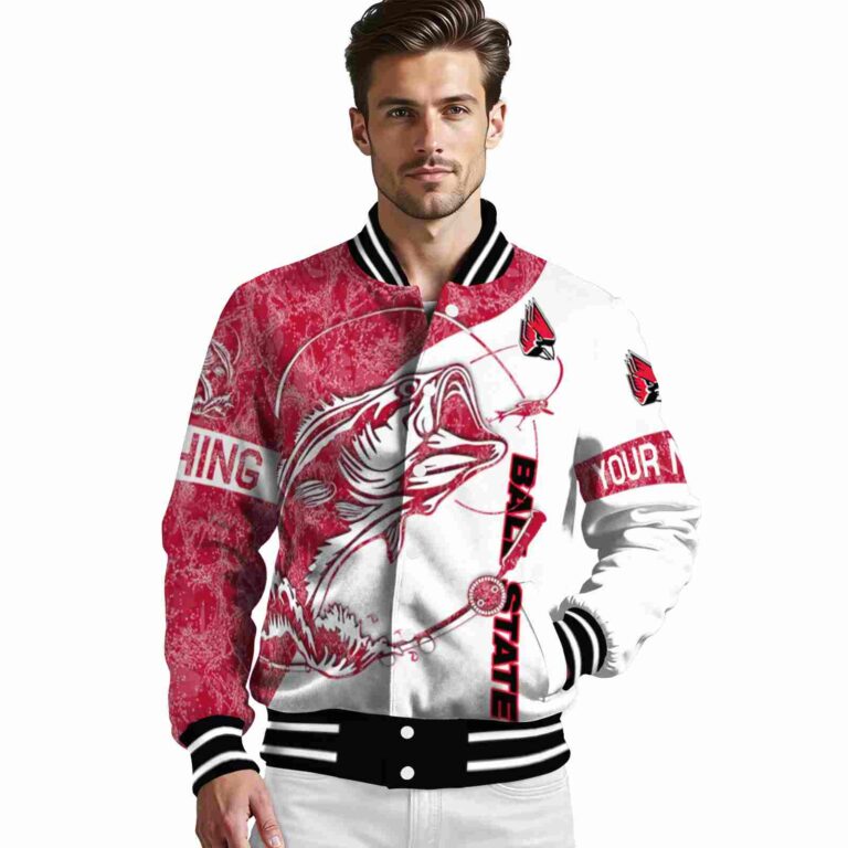 personalized ball state cardinals fishing rod white jacket high quality