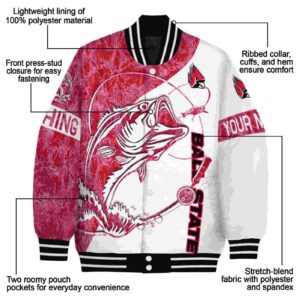 personalized ball state cardinals fishing rod white jacket new arrival