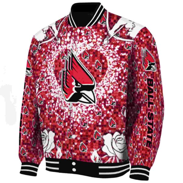 personalized ball state cardinals heart explosion red jacket best selling
