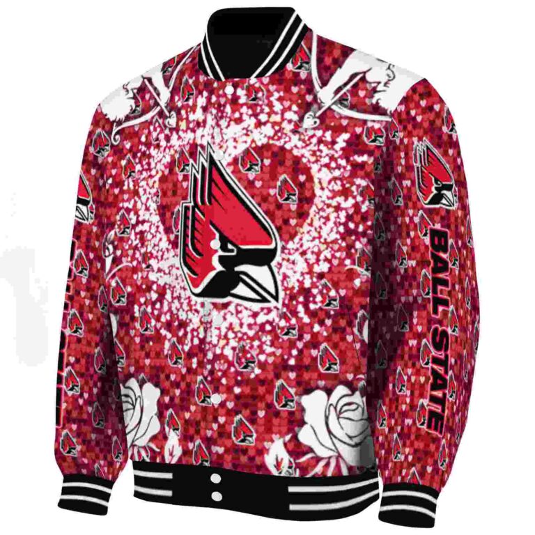personalized ball state cardinals heart explosion red jacket best selling