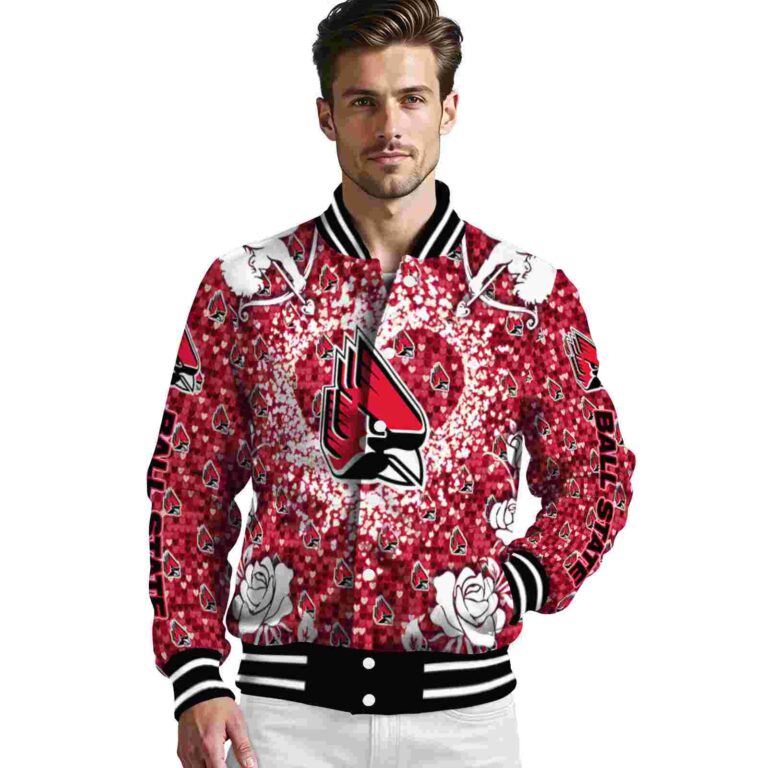 personalized ball state cardinals heart explosion red jacket high quality