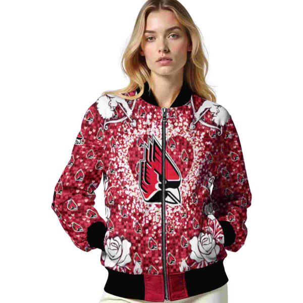 personalized ball state cardinals heart explosion red jacket latest model