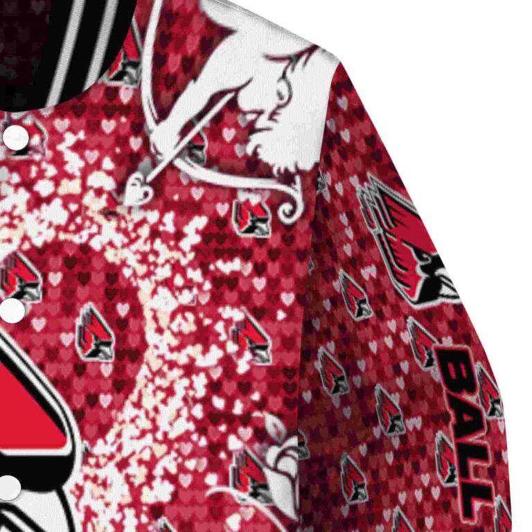 personalized ball state cardinals heart explosion red jacket premium grade