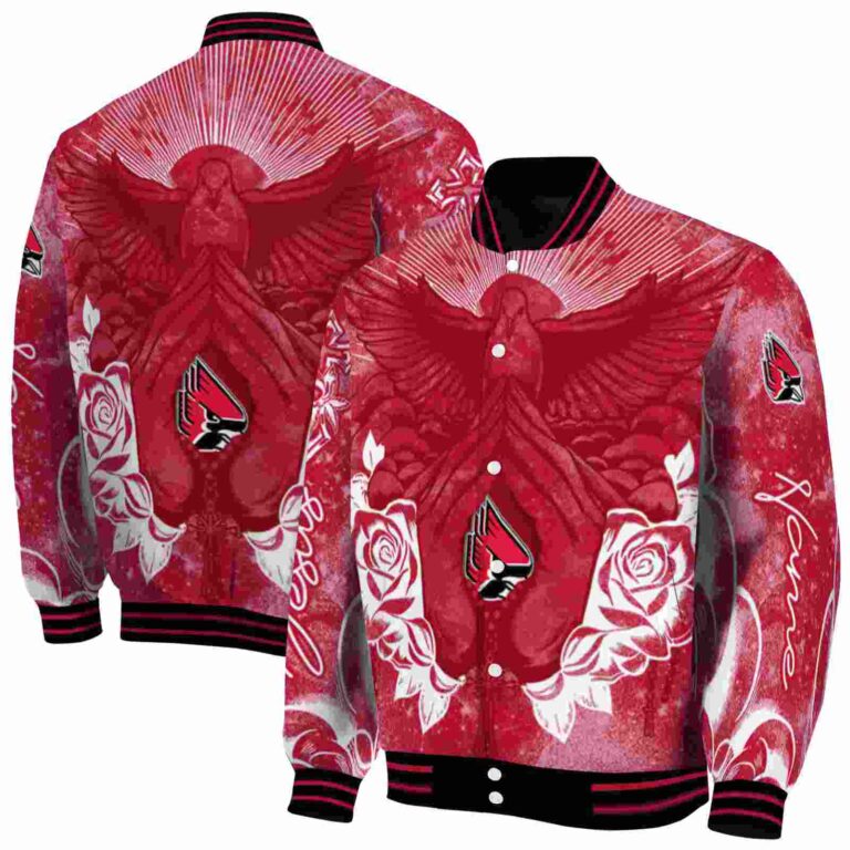 personalized ball state cardinals praying hands red jacket fashion forward