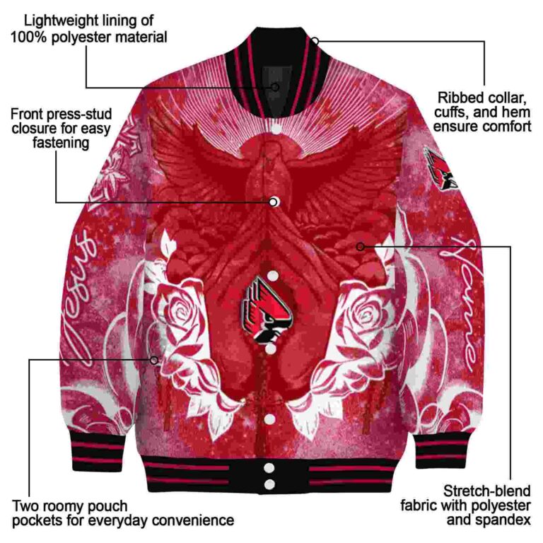 personalized ball state cardinals praying hands red jacket new arrival