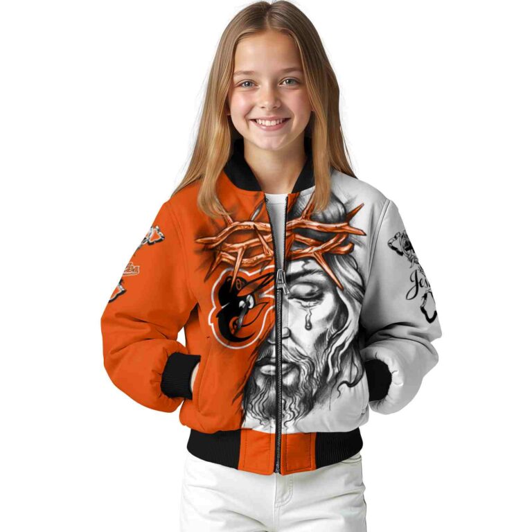 personalized baltimore orioles jesus tears orange white jacket top rated