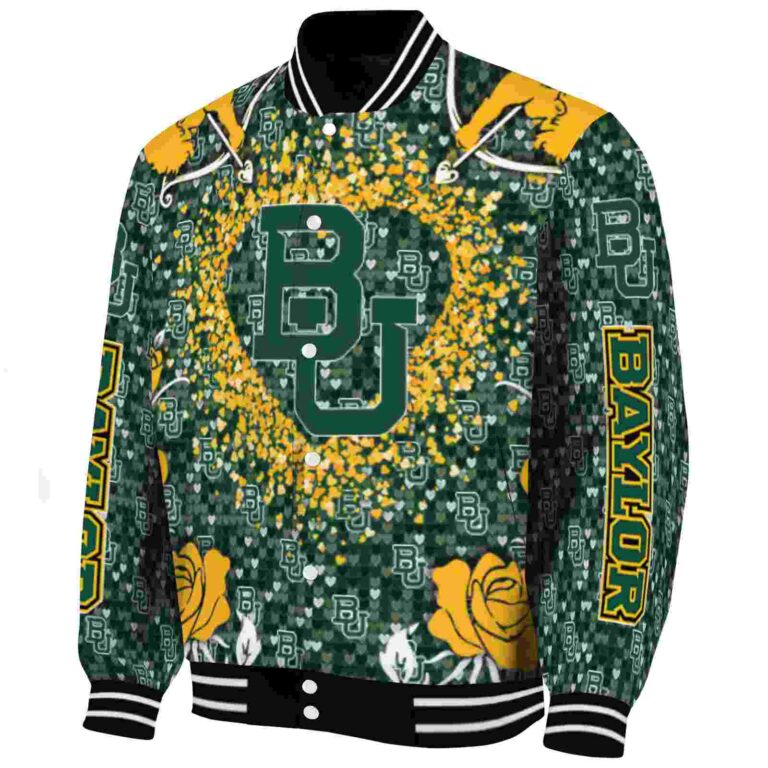 personalized baylor bears heart explosion green jacket best selling