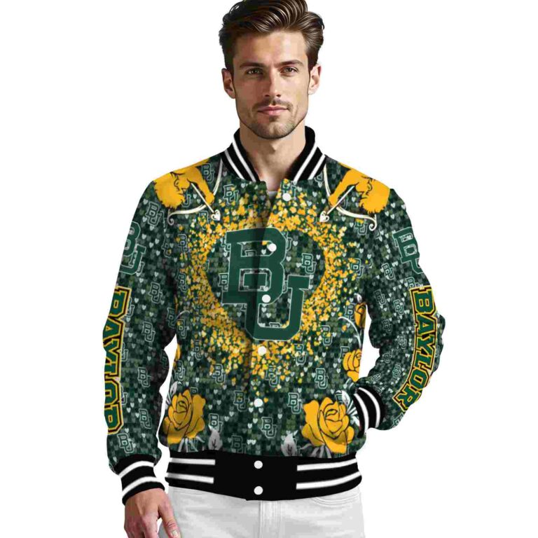 personalized baylor bears heart explosion green jacket high quality