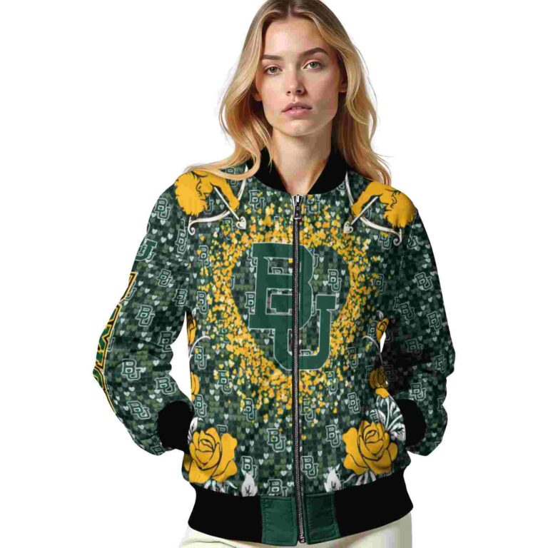 personalized baylor bears heart explosion green jacket latest model