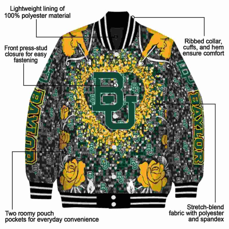 personalized baylor bears heart explosion green jacket new arrival