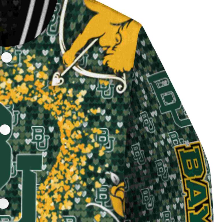 personalized baylor bears heart explosion green jacket premium grade