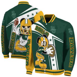 personalized baylor bears mickey football green white jacket fashion forward