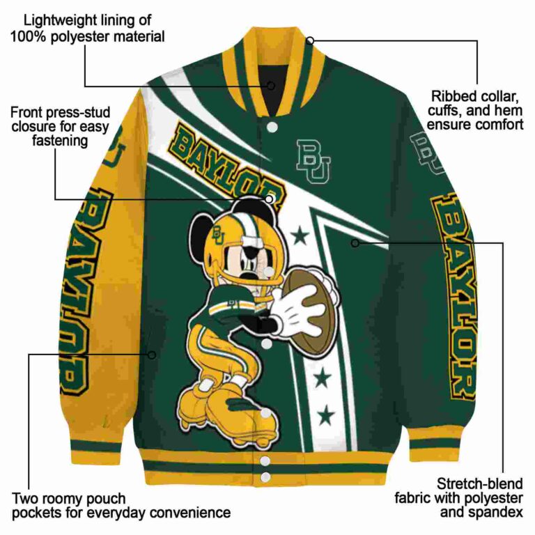 personalized baylor bears mickey football green white jacket new arrival