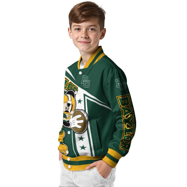 personalized baylor bears mickey football green white jacket trendy