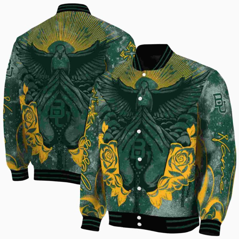 personalized baylor bears praying hands green jacket fashion forward