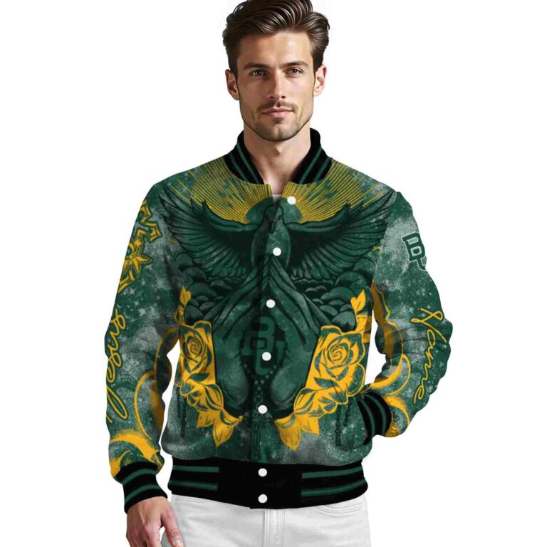 personalized baylor bears praying hands green jacket high quality