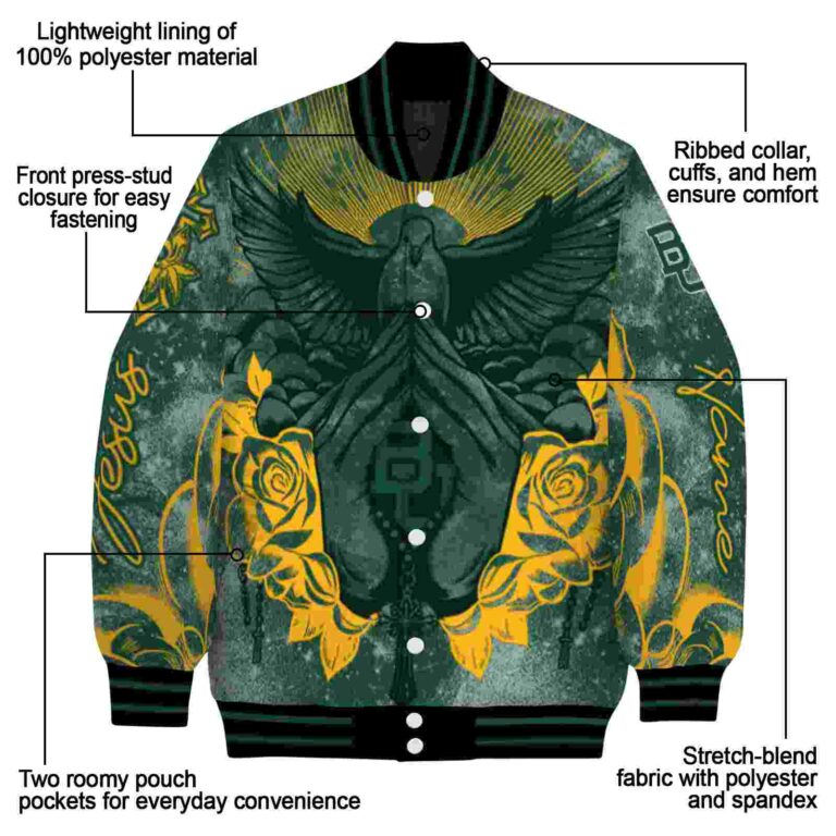 personalized baylor bears praying hands green jacket new arrival
