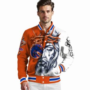 personalized boise state broncos jesus tears orange white jacket high quality