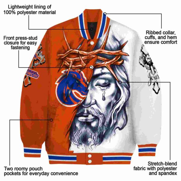 personalized boise state broncos jesus tears orange white jacket new arrival