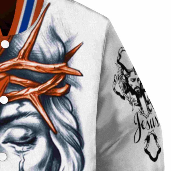personalized boise state broncos jesus tears orange white jacket premium grade