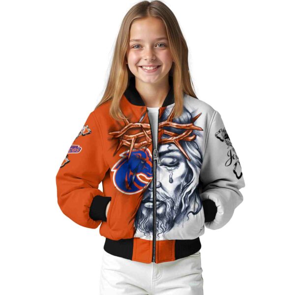 personalized boise state broncos jesus tears orange white jacket top rated
