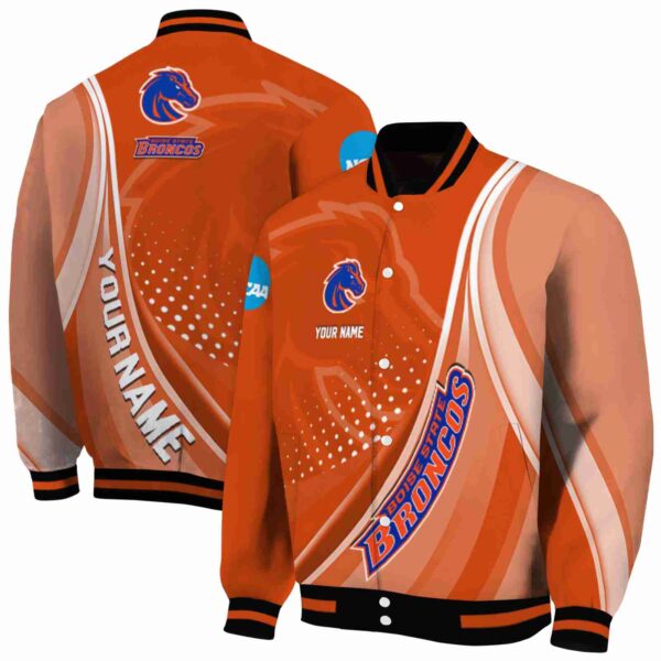 personalized boise state broncos wave patterns orange jacket fashion forward