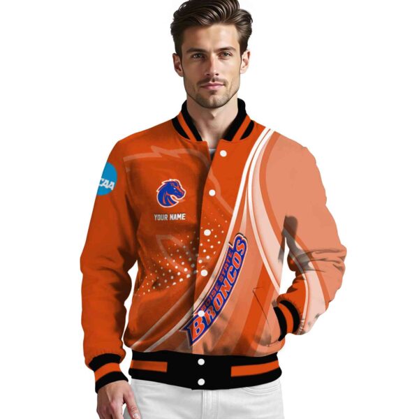 personalized boise state broncos wave patterns orange jacket high quality
