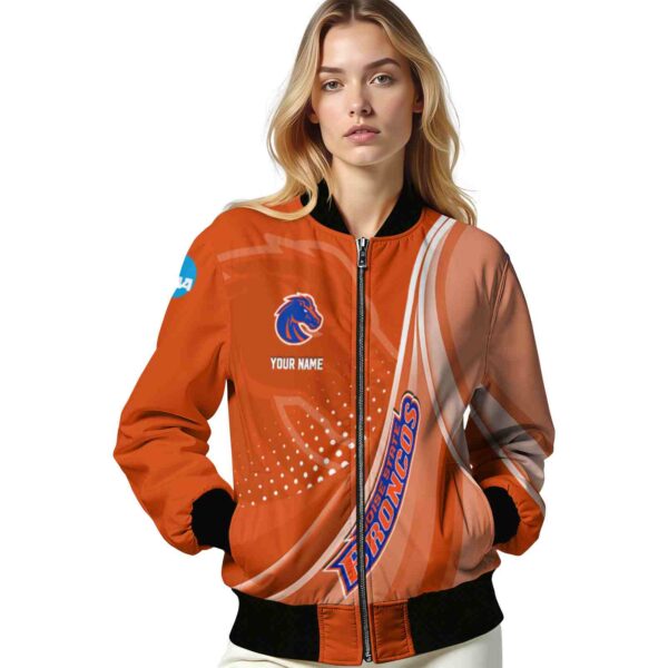 personalized boise state broncos wave patterns orange jacket latest model