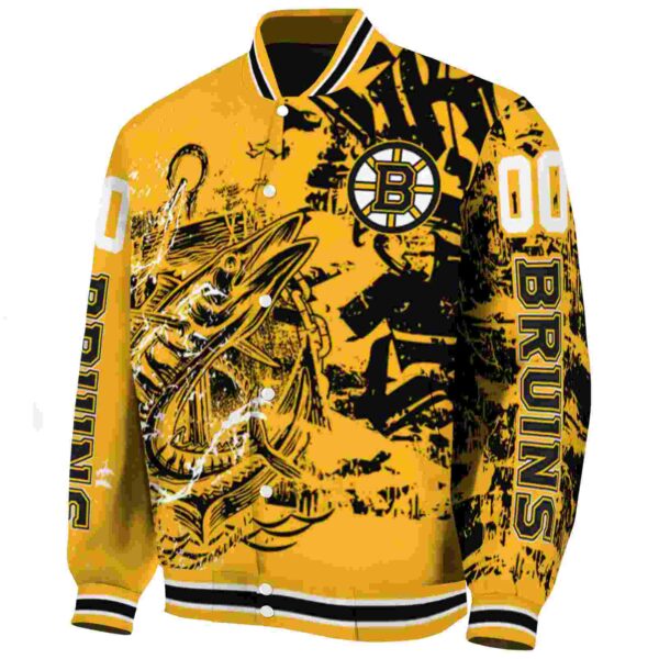 personalized boston bruins fishing art gold jacket best selling