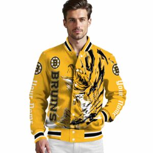 personalized boston bruins fishing passion gold white jacket high quality