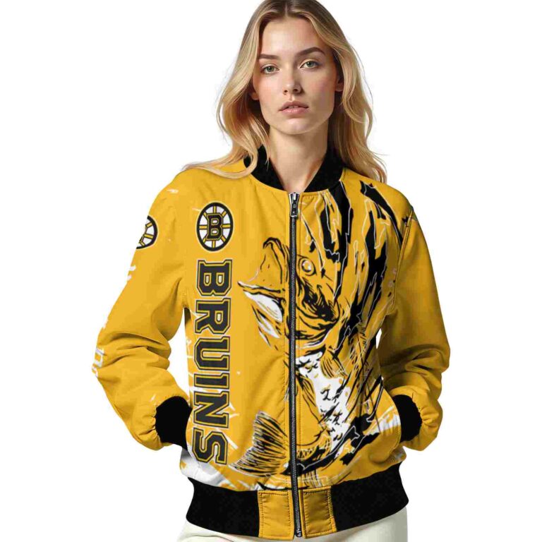 personalized boston bruins fishing passion gold white jacket latest model