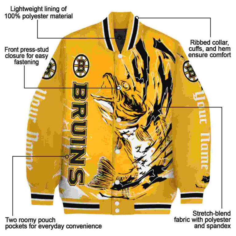 personalized boston bruins fishing passion gold white jacket new arrival