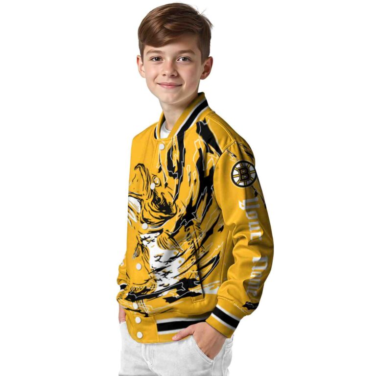 personalized boston bruins fishing passion gold white jacket trendy